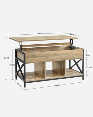 Tavolino da caffè Valora - Rovere Sonoma con piano estensibile e contenitore