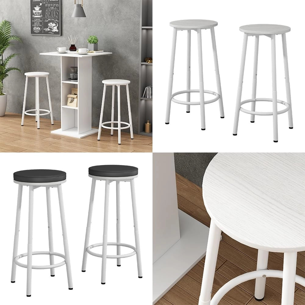Set di 2 sgabelli da bar Edmonton, Bianco, 31.5 x 64 cm 2 parti, regolabile in altezza con poggiapiedi per posizioni di seduta flessibili