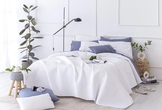 Coperta finta piqué soffice per stagione 100% microfibra extra morbida multifunzionale 105-200x260 cm bianca