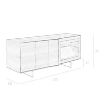 Credenza in noce e acciaio nero con illuminazione interna