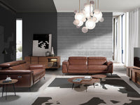 Credenza in noce e acciaio nero con illuminazione interna