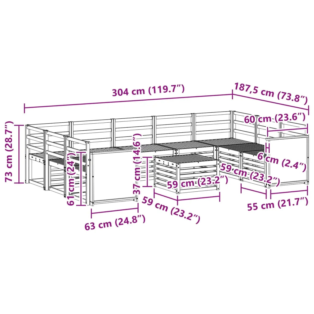 Set divani Legno di Acacia Massello 3384850