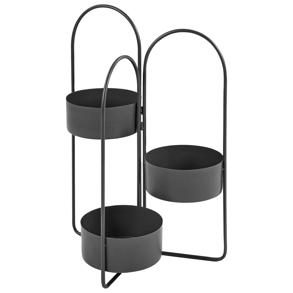 Portapiante per fiori metallo nero rotondo 56 x 26 x 75 cm per interni ed esterni