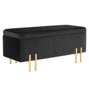 Pouf letto con spazio di archiviazione, Metallo, Legno di Gomma, Schiuma, 100 x 40 x 42 cm, Nero