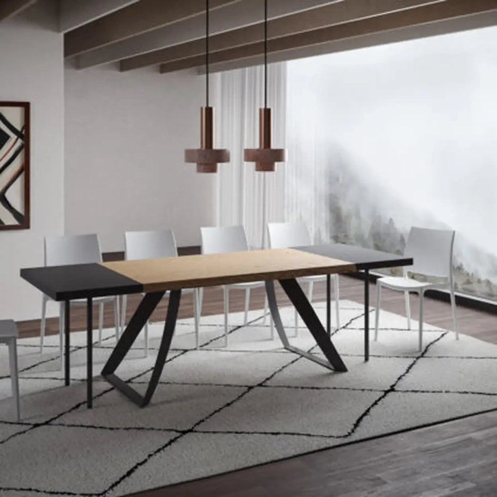 Tavolo allungabile 160/260x90 cm Tabira rovere scortecciato gambe antracite