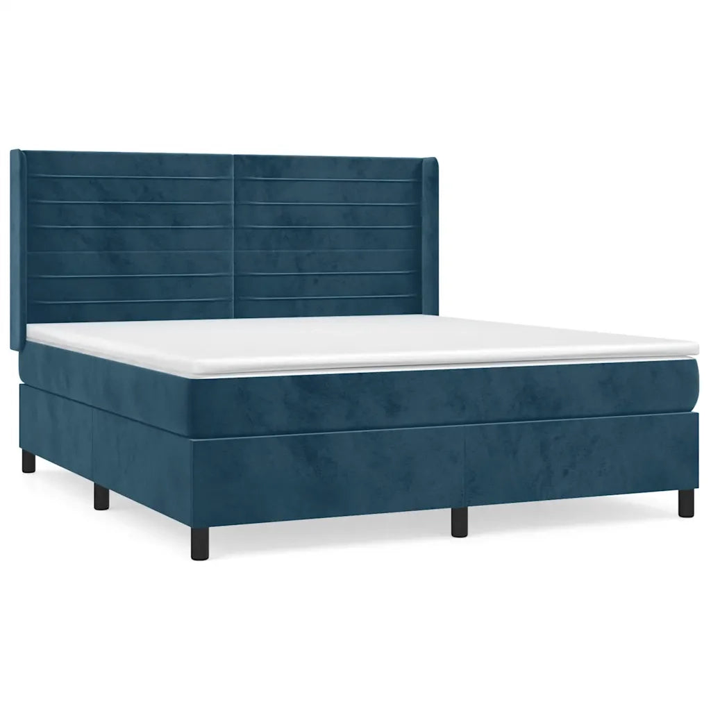 Giroletto a Molle con Materasso Blu Scuro 180x200 cm in Velluto 3132757