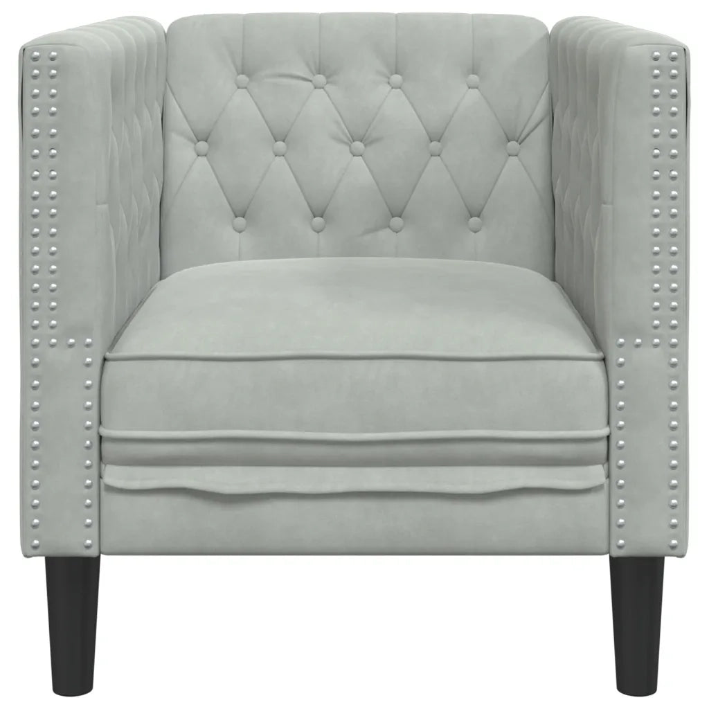 Poltrona Chesterfield Grigio Chiaro in Velluto 372673