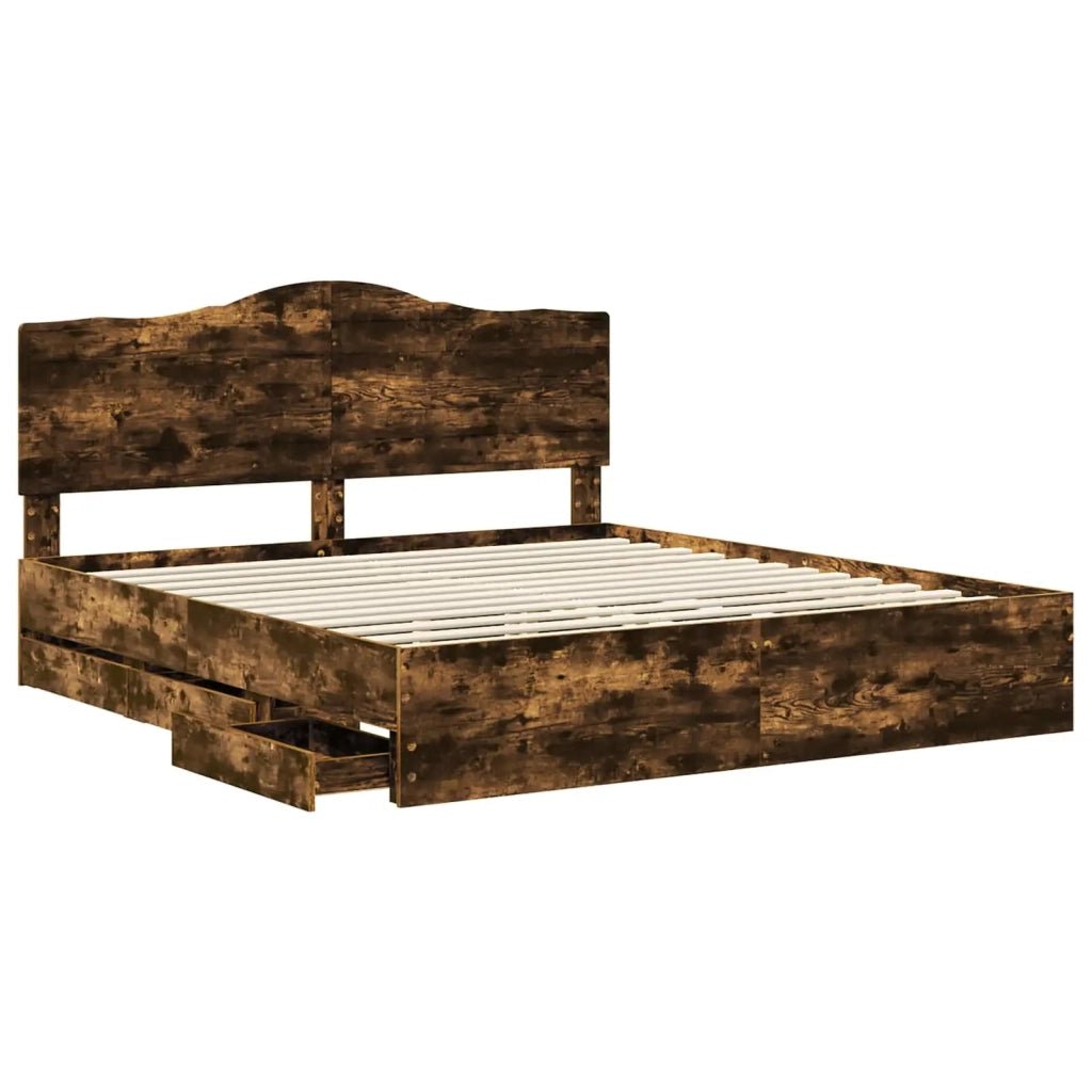 Struttura del letto Quercia Affumicata 200 x 200 cm 3413384