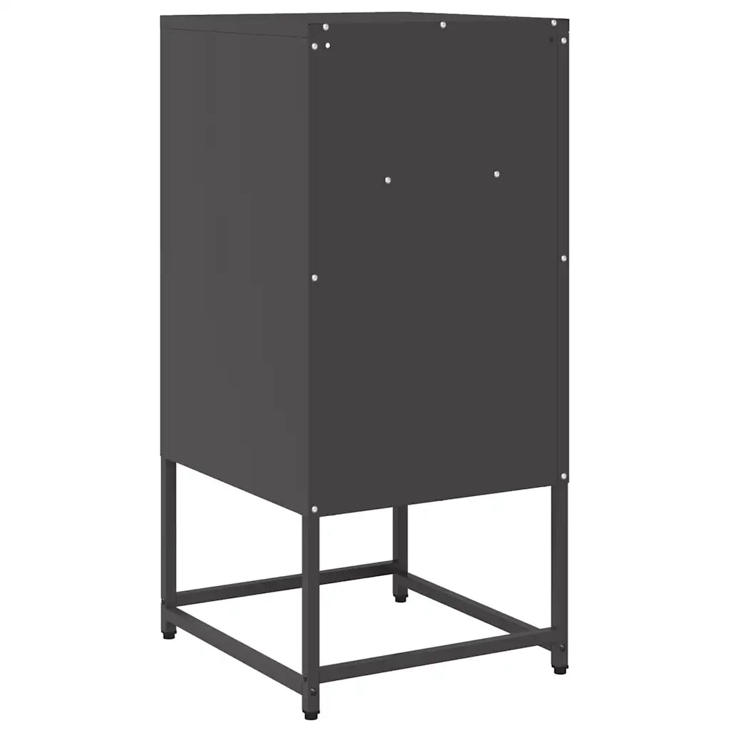 Comodino Nero 36x39x78 cm in Acciaio Laminato a Freddo