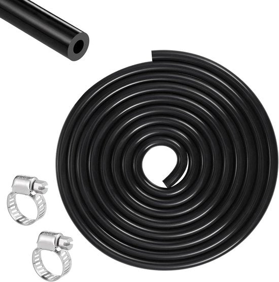 Seringa in silicone di alta qualità 3 metri - Seringa flessibile di alta qualità 115 PSI - Nero con viti per trasferimento aria-acqua 4mm 8mm