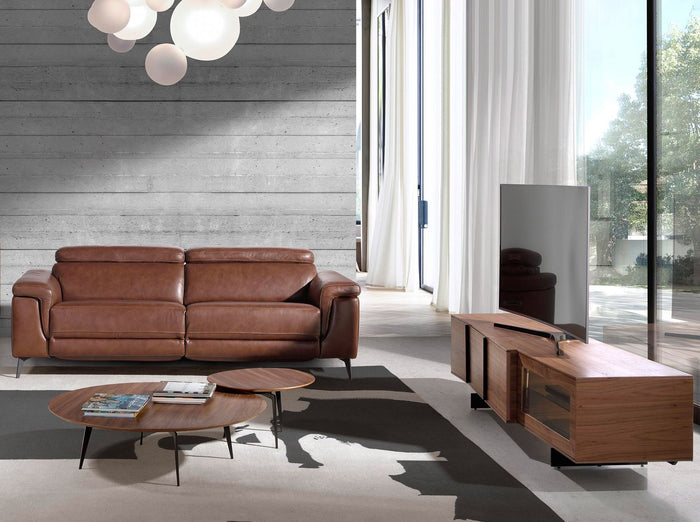 Mobile TV in noce e acciaio nero con illuminazione interna