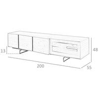 Mobile TV in noce e acciaio nero con illuminazione interna