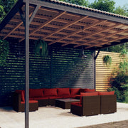 Set Divani da Giardino 10 pz con Cuscini in Polyrattan Marrone cod mxl 34837