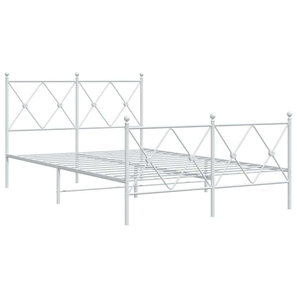 Giroletto con Testiera e Pediera-Struttura Letto Metallo Bianco 120x200 cm 161985