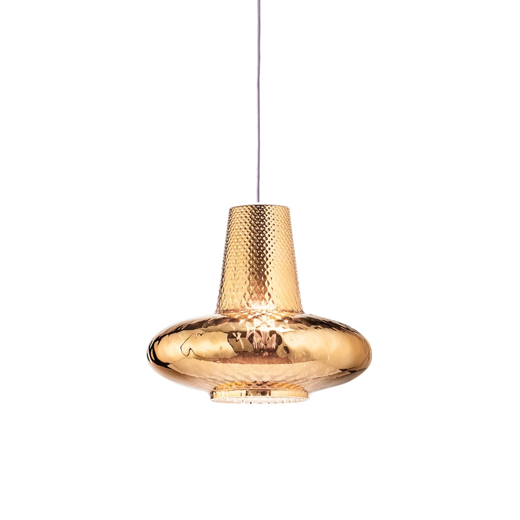 Giulietta sospensione ø.320x3150mm. 1xe27 70w hs-ip20-v.grigio,vtr.oro antic