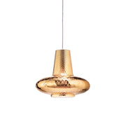Giulietta sospensione ø.320x3150mm. 1xe27 70w hs-ip20-v.grigio,vtr.oro antic