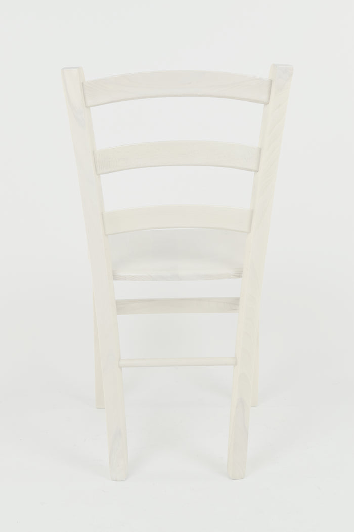 Sedia Venice Tommychairs, robusta struttura in legno di faggio verniciata in anilina bianca e seduta in legno