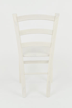 Sedia Venice Tommychairs, robusta struttura in legno di faggio verniciata in anilina bianca e seduta in legno