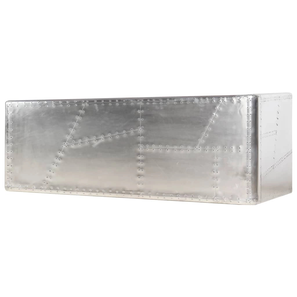 Scrivania tavolo postazione di lavoro mobile per computer studio stile aereo argento 112 x 50 x 76 cm metallo argentato 02_0023970