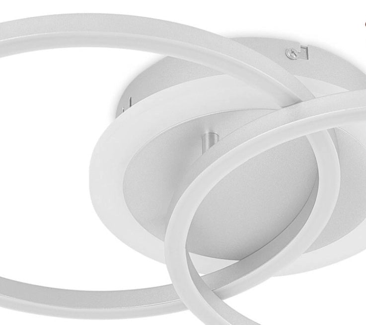 Plafoniera LED Moderna 42W 3360lm CCT Switch – Luce Calda 3000K, Naturale 4000K, Fredda 6500K – Design Doppio Cerchio Bianco in Alluminio e Acrilico per Interni 220V