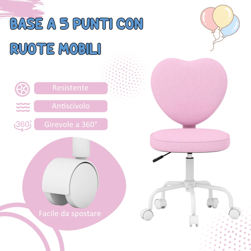 Sedia da ufficio ¨C zephmum ¨C rosa, tessuto, 42x50x79-89cm