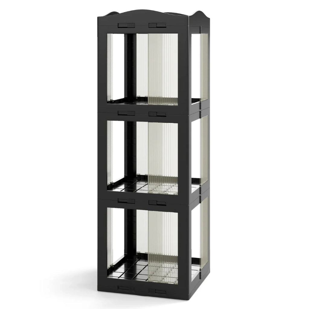 Libreria girevole pieghevole 36,5 x 36 x 108 cm facile accesso salvaspazio PP nero 20_0015904