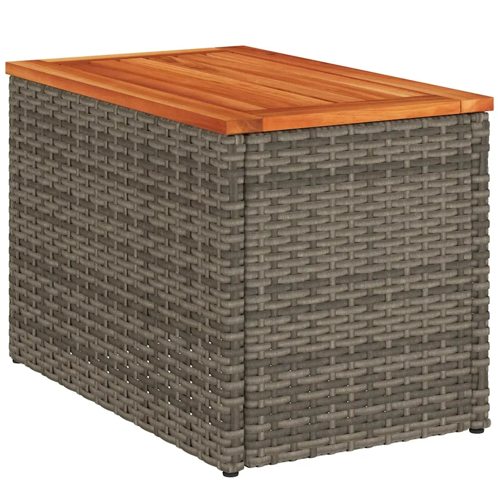 Tavolini Giardino 2 pz | Tavolino da esterno Grigi 55x34x37 Polyrattan Legno Massello