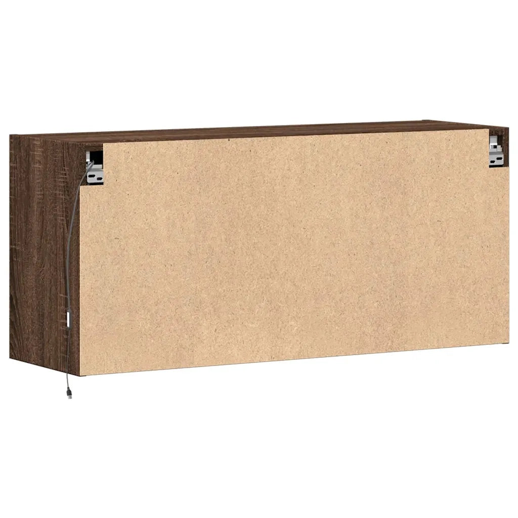 Mobile TV a Parete con Luci LED Rovere Marrone 100x31x45 cm 852298