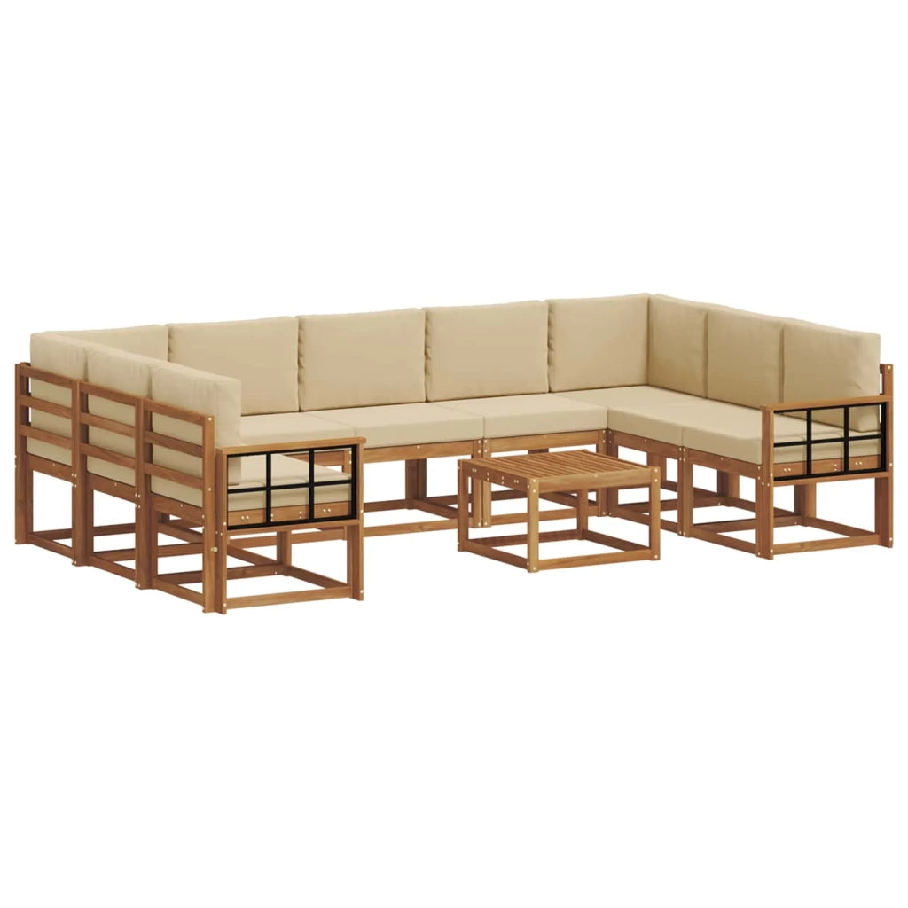 Set di divani da esterno con cuscino 10 pcs Naturale e Beige