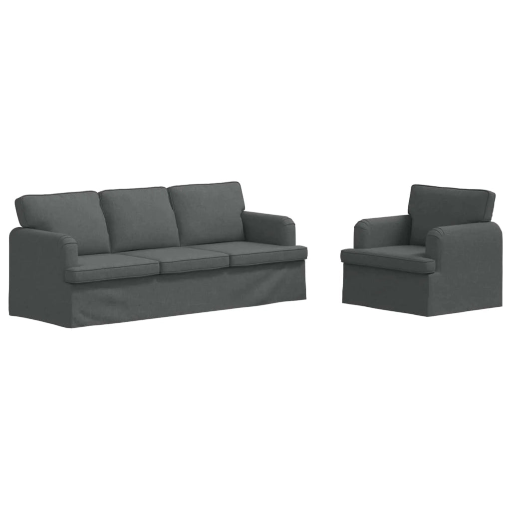 Set di divani 2 pcs Grigio scuro 201 x 80 x 85 cm Tessuto
