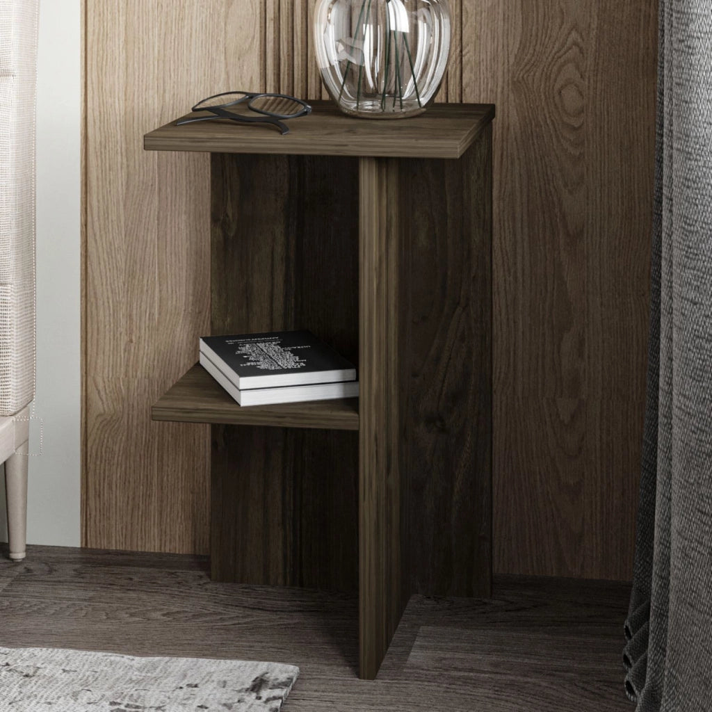 Comodino in legno "Leray" - 36 x 36 x 60 cm - Marrone