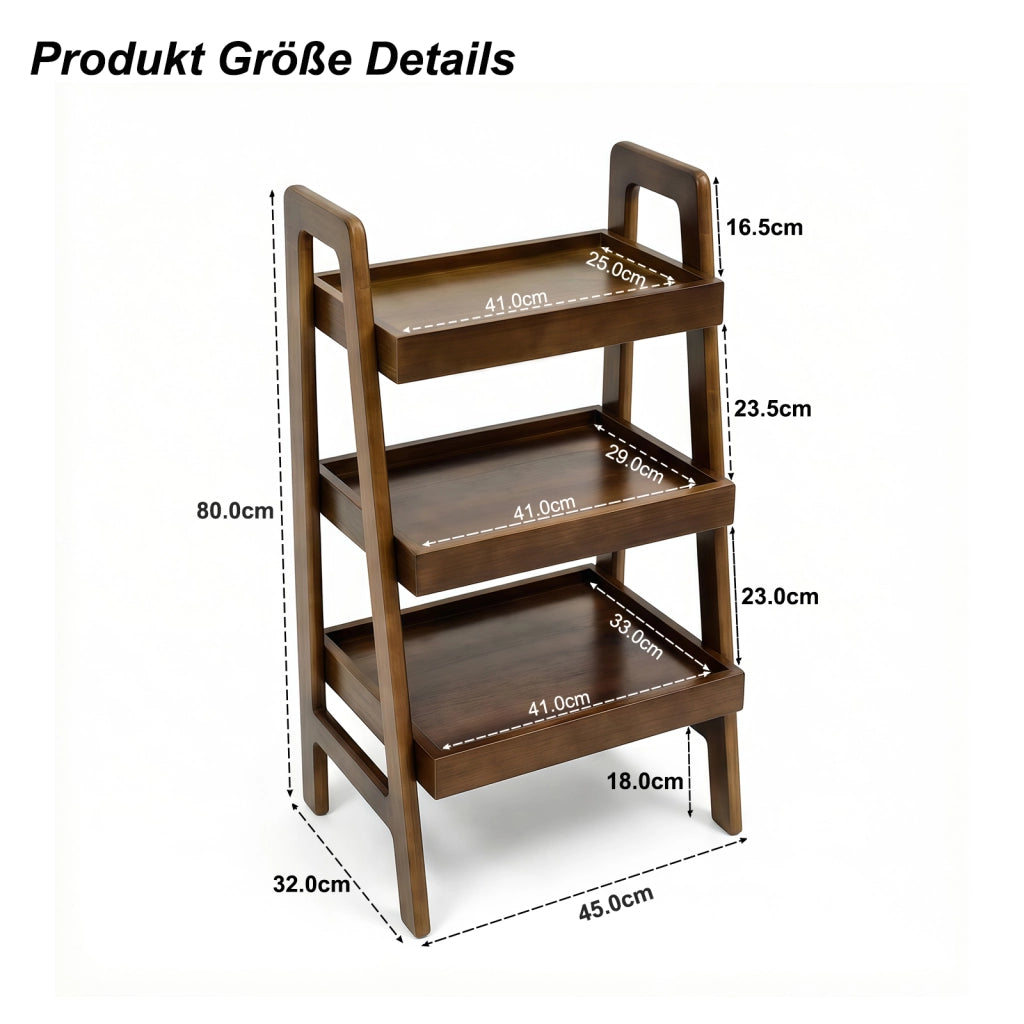 LIBRERIA A SCALA 3 RIPIANI 94x48x15 cm Legno massello Noce