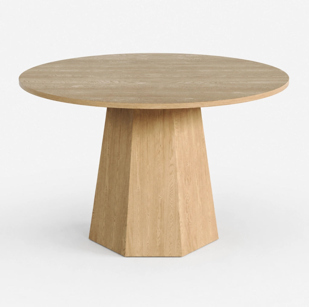 Tavolo da pranzo rotondo 120 cm per 4-6 persone; stile scandinavo; MDF; rovere