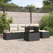 Set da Pranzo per Giardino con cuscino 6 pcs Nero e Beige 3350059