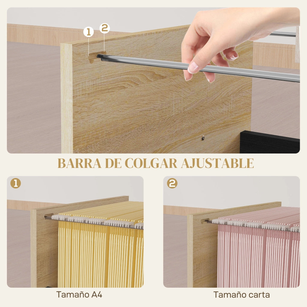 Cassettiera per Ufficio con Ruote ¨C Minimal ¨C 40x42x65 cm Quercia e Nero