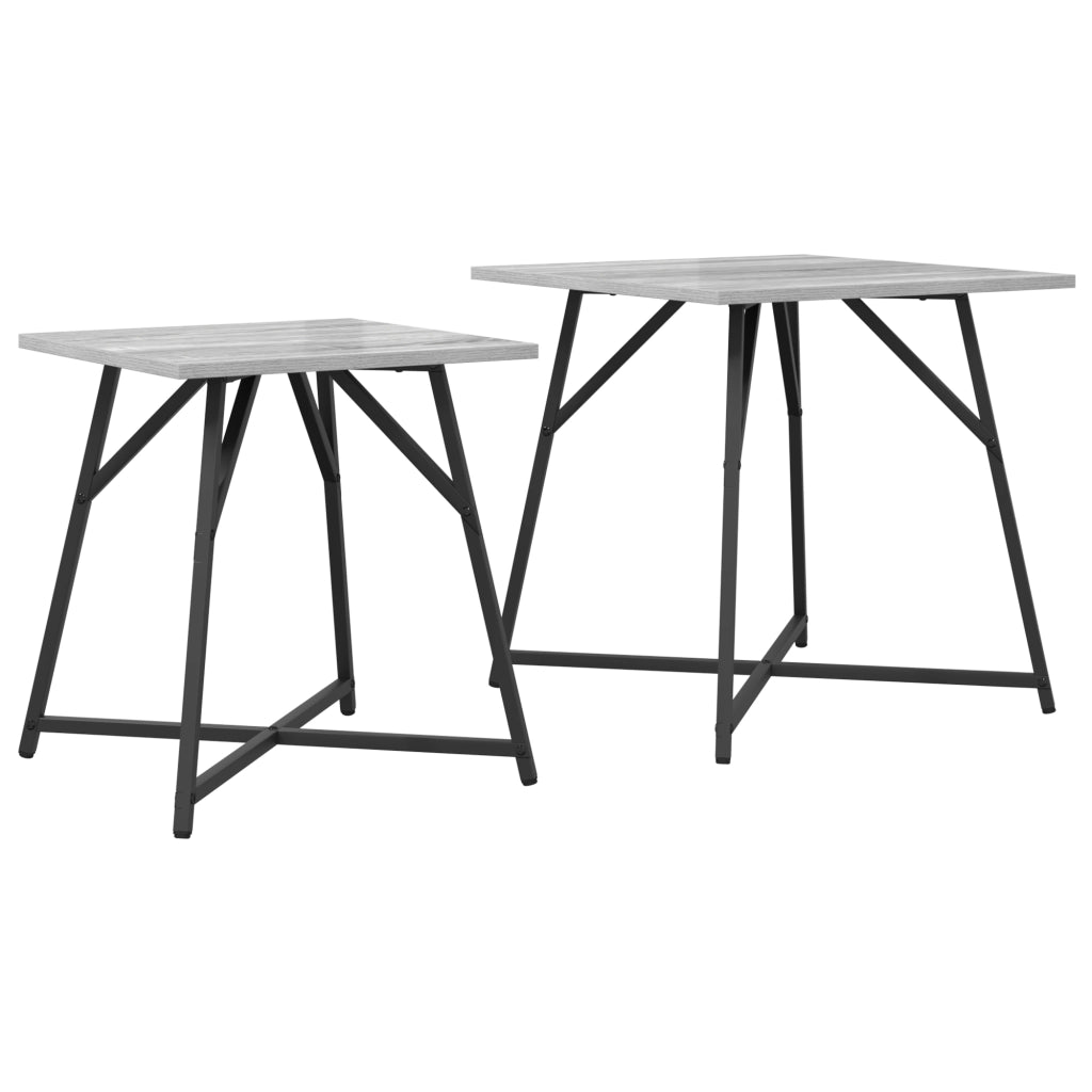 Tavolino 2 pz Grigio Sonoma in Legno Ingegnerizzato e Metallo