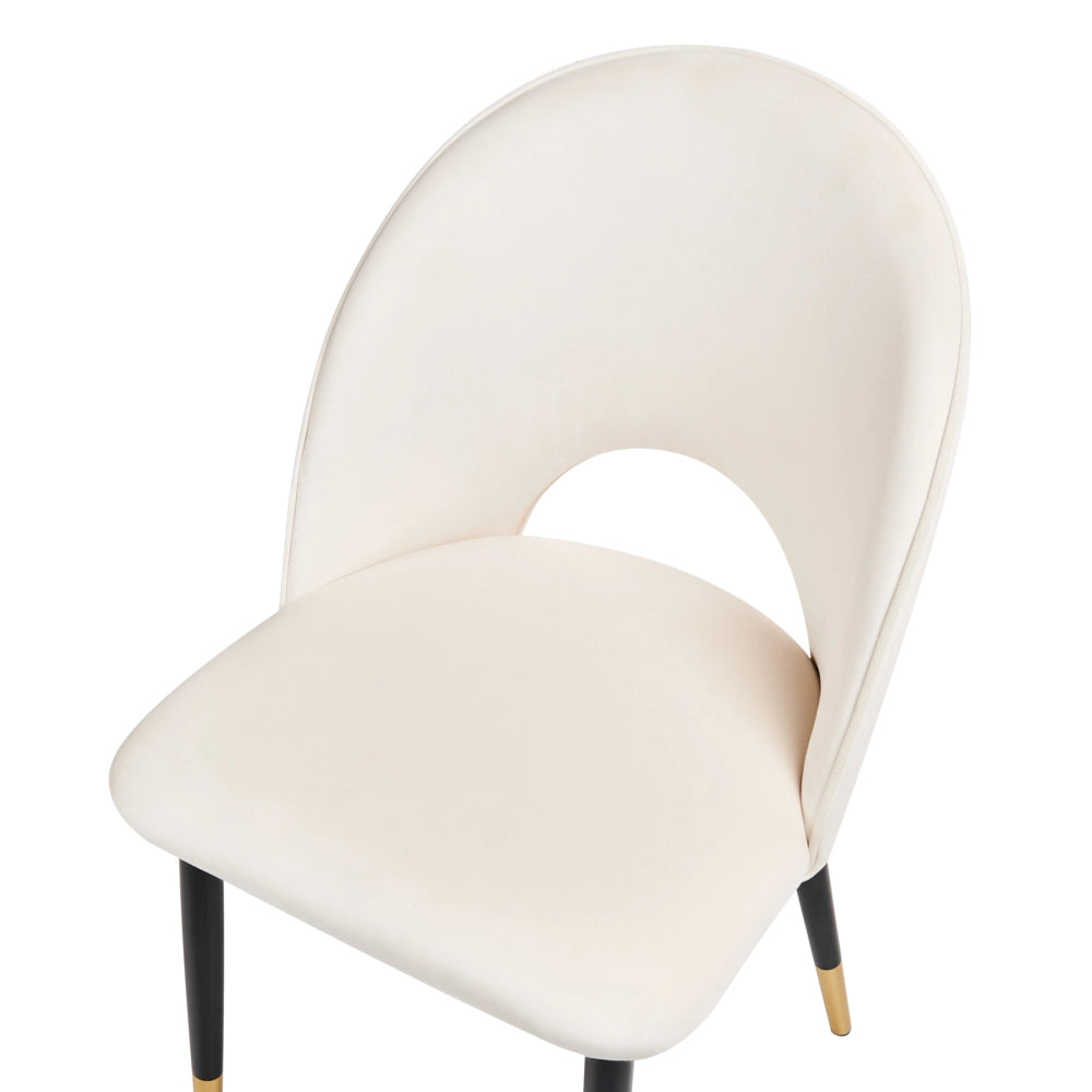 Set di 2 sedie da pranzo rivestimento in velluto beige chiaro gambe nere stile glamour retrò