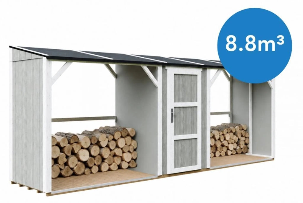 TIMBELA M986-TUNDRA GREY Legnaia Doppia con Ripostiglio 6,49 m²