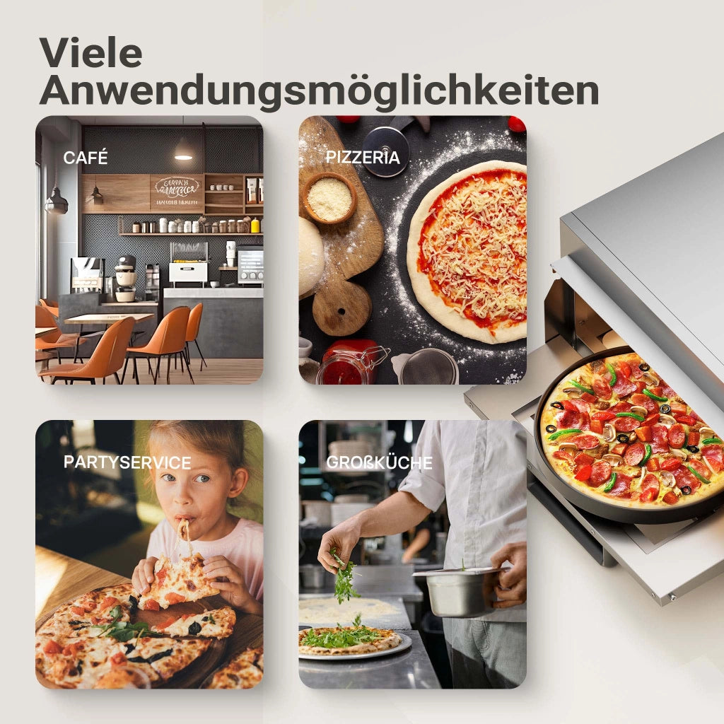 Forno pizza elettrico, con pietra refrattaria in cordierite, 2000W, max 350°C Fornetto pizza
