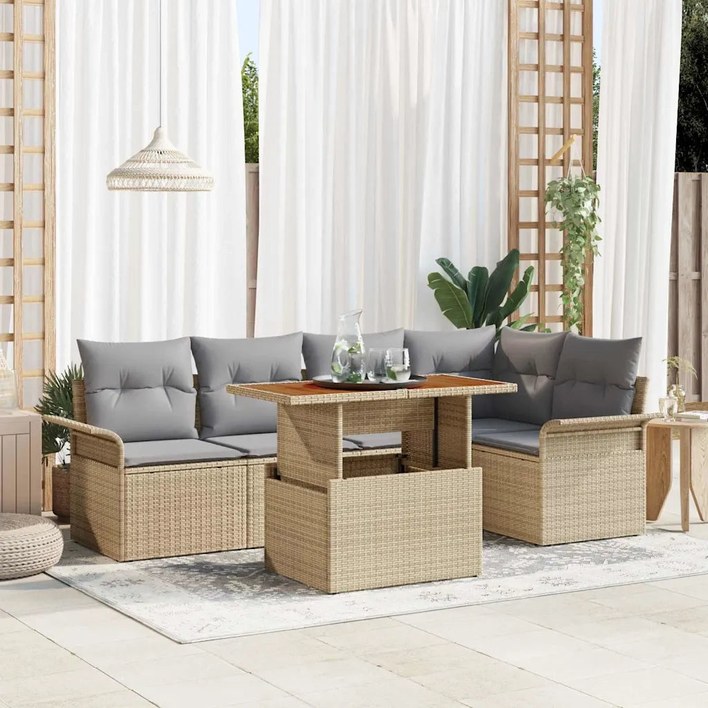 Set Divano da Giardino con cuscino 6 pcs beige e grigio chiaro 3349335