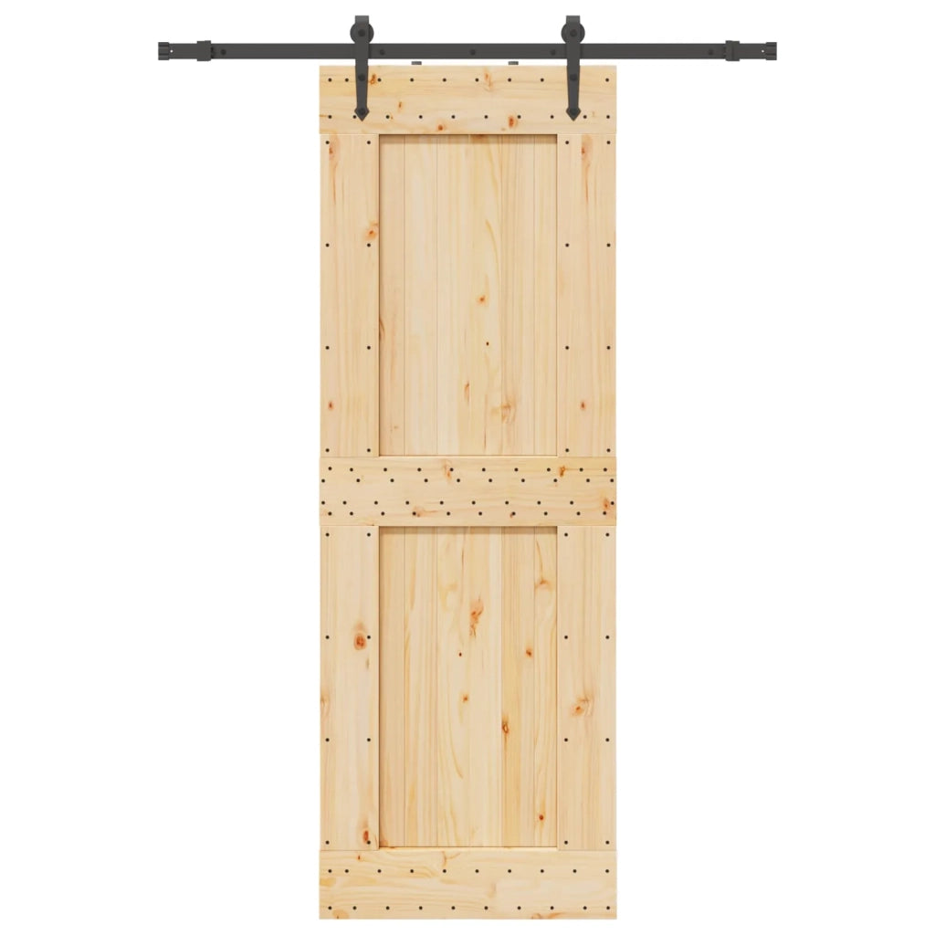Porta scorrevole NARVIK Naturale e Nero 80 x 210 cm (152,5 cm)
