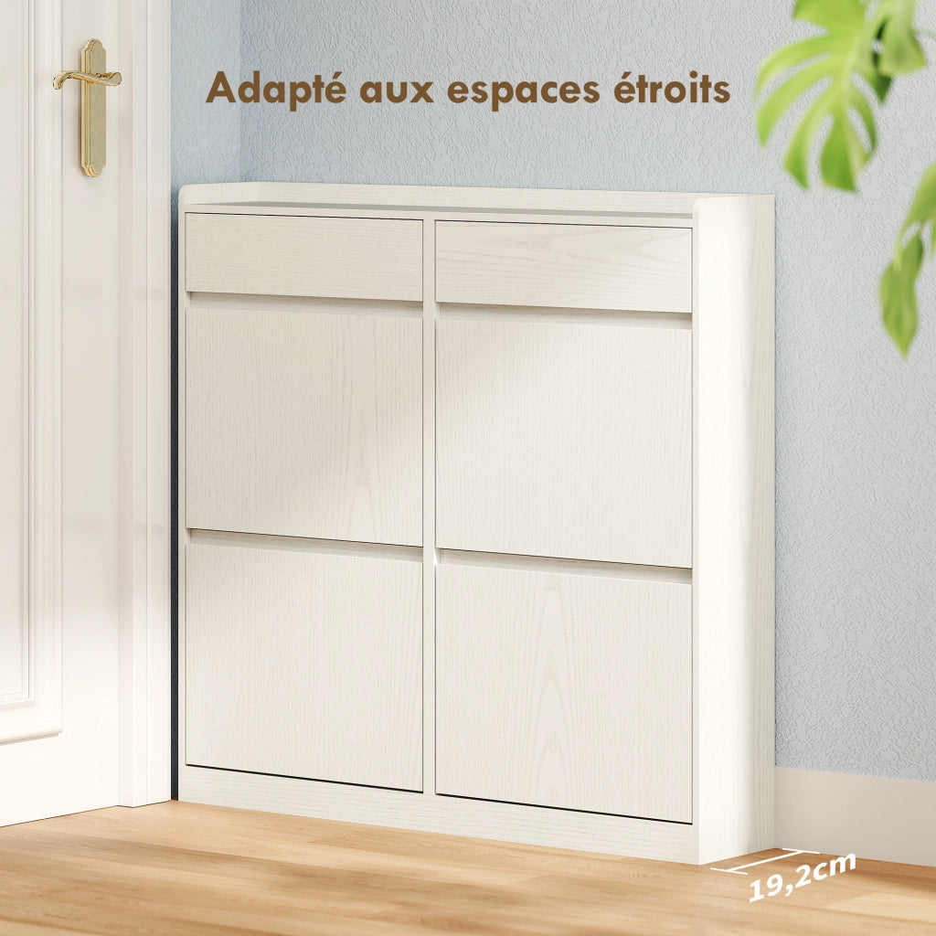Scarpiera con 8 scomparti e 6 cassetti ¨C zephmum ¨C bianco 98x19x95 cm