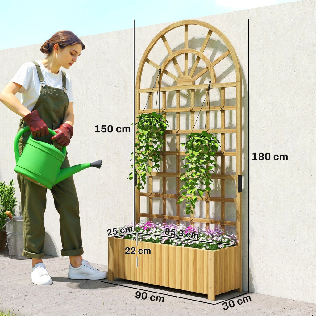 Graticcio per Giardino con Vasi ¨C zephmum ¨C 90x30x180 cm Legno Naturale