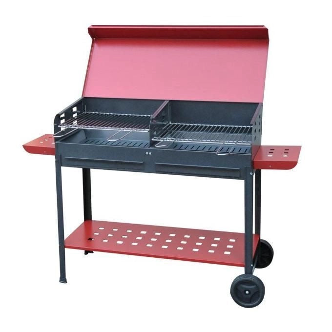 MILLE 501BIG Barbecue Vanessa Big con Doppia Griglia in Acciaio Cromato per Cottura a Carbone Ruote per Trasporto Cassetto Portacenere Estraibile (100x40x88 cm) colore Nero
