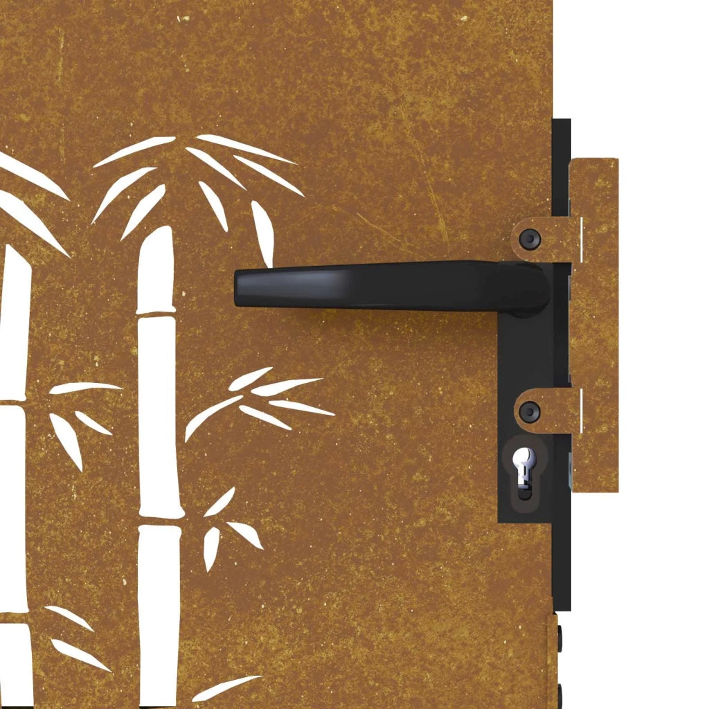 Cancello da giardino 85x100 cm in acciaio corten e bambù 153233