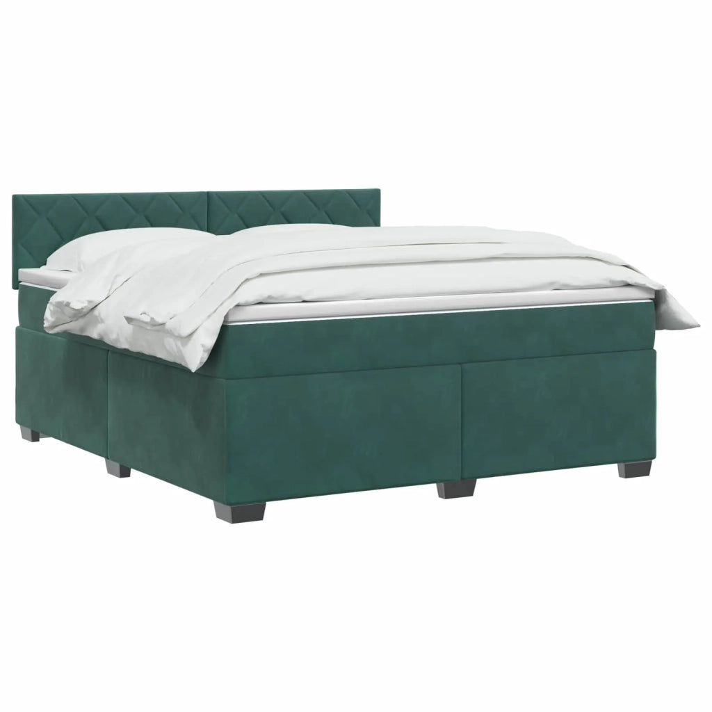 Letto box spring con materasso Verde Scuro 140 x 190 cm Velluto 3450719