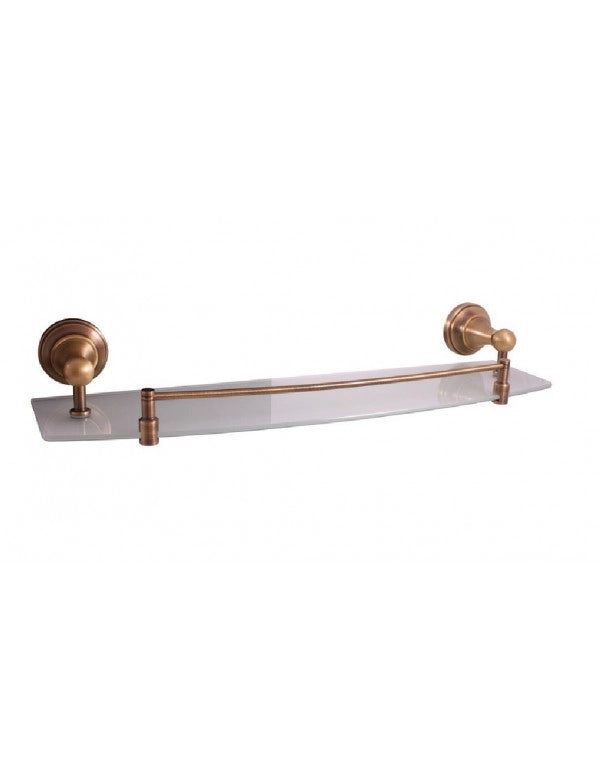 MORAVA Mensola da parete per doccia in ottone retrò bronzo con binario retrò 50x14x7,6 cm