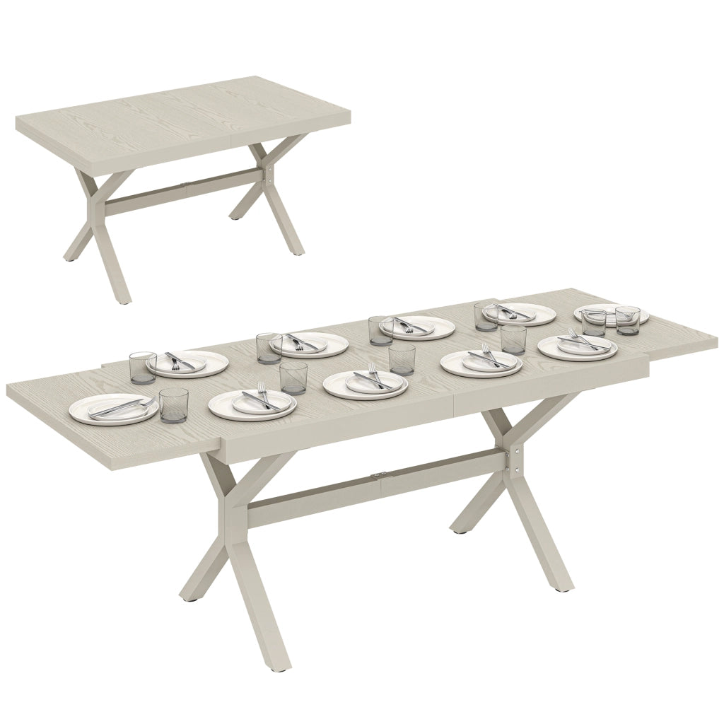 Tavolo da Giardino Allungabile per 8-10 Persone, in Alluminio e Acciaio, 154/214x85x73 cm, Grigio