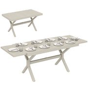 Tavolo da Giardino Allungabile per 8-10 Persone, in Alluminio e Acciaio, 154/214x85x73 cm, Grigio