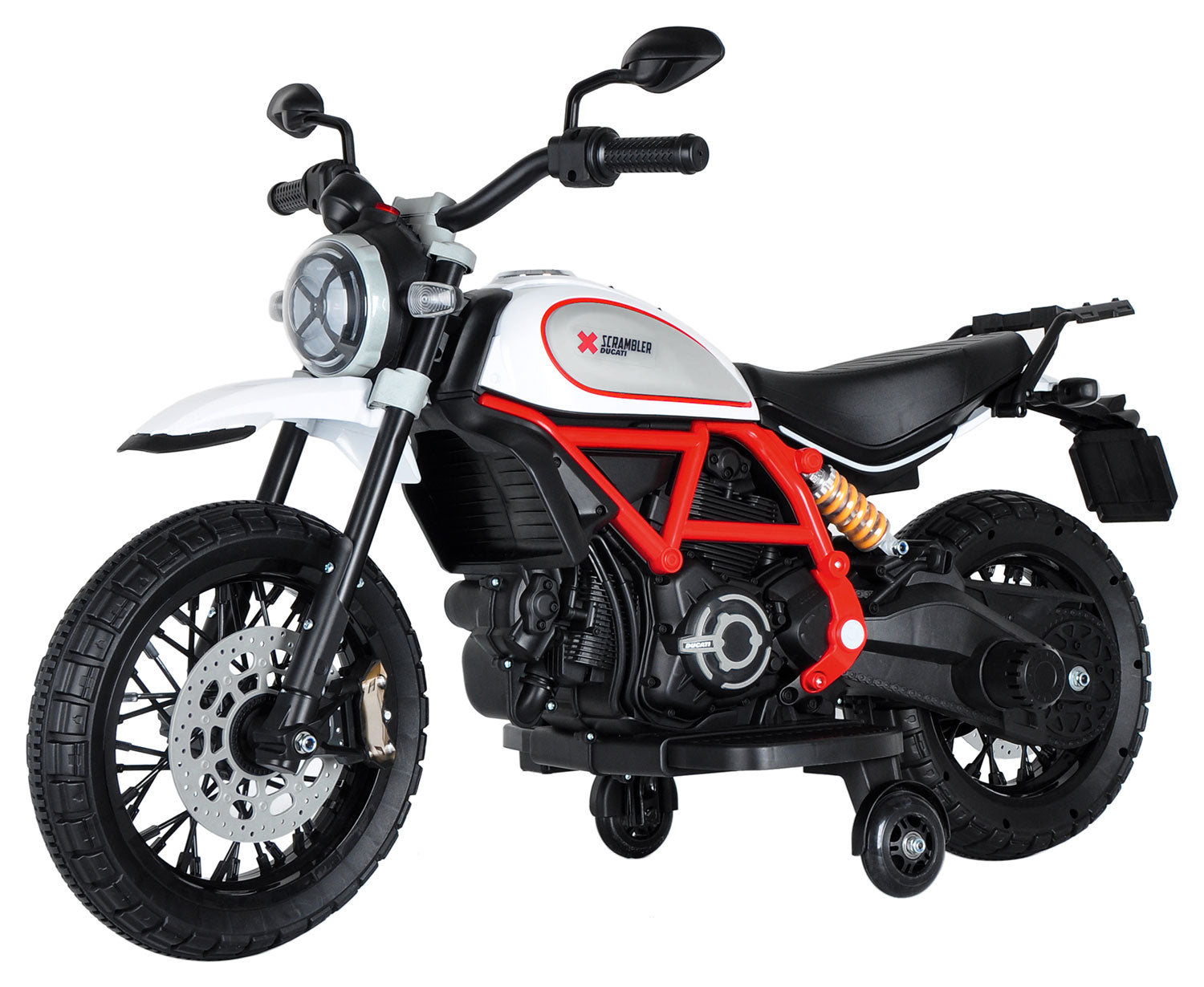 Moto Elettrica per Bambini Licenza Ufficiale Ducati Scrambler 12V 3,5Ah Bianco